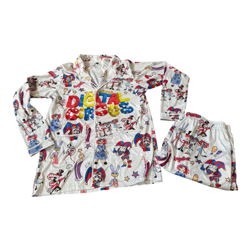 The Amazing Digital Circus Pajama Set Adult Medium‎ 2 Pc Button Front PJ Pants